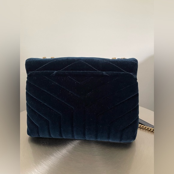 YSL Classic Monogram Envelope Satchel Quilted Shoulder Bag in Blue - Picture 6 of 10